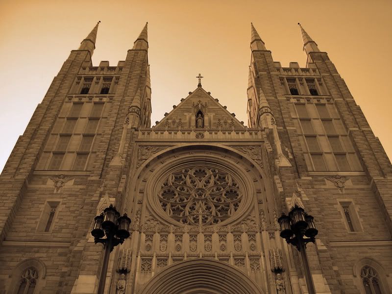 Sepia version of St. Peter\'s and Pauls Basilica, Lewiston, Maine