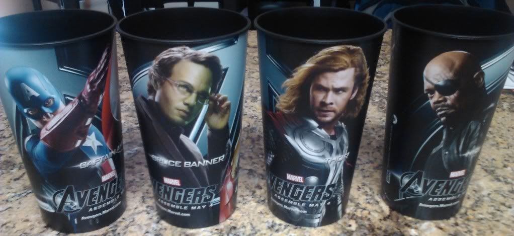 "The Avengers": 4 large cups (44 oz.) and popcorn bucket ...