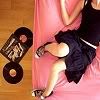 Girl On Bed With Records