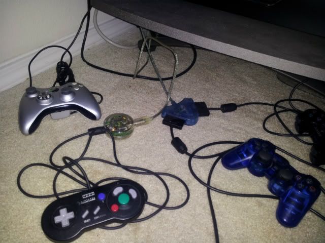 2x PS2 to USB 1x GC to USB Wireless 360/plug n charge (the good D-pad) When friends come over we play my PC, not no console.